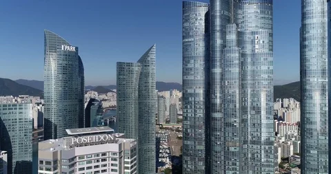 Aerial view of the cityscape, Skyscraper of Centum city in Busan Stock Footage 100962387