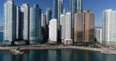 Aerial view of the cityscape, Skyscraper of Centum city in Busan Stock Footage 100962396