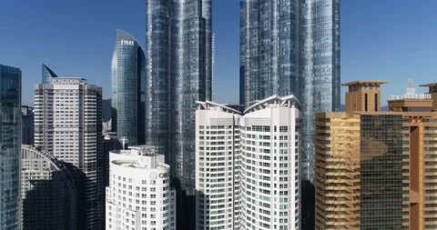 Aerial view of the cityscape, Skyscraper of Centum city in Busan Stock Footage 100962398