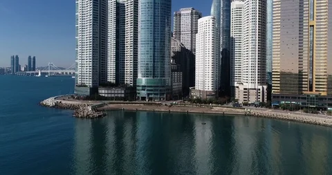 Aerial view of the cityscape, Skyscraper of Centum city in Busan Video stock 100962433