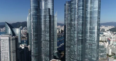 Aerial view of the cityscape, Skyscraper of Centum city in Busan Stock Footage 100962473