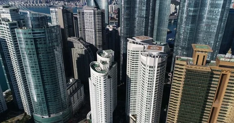 Aerial view of the cityscape, Skyscraper of Centum city in Busan Stock Footage 100962484
