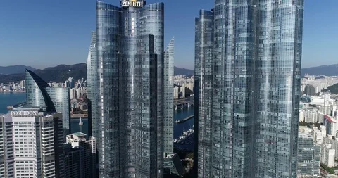 Aerial view of the cityscape, Skyscraper of Centum city in Busan Stock Footage 100962499