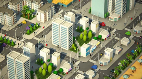 Aerial View Of Cityscape. Sunset Stock Footage 49551607