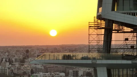 Aerial view cityscape sunset. Stock Footage 256663040