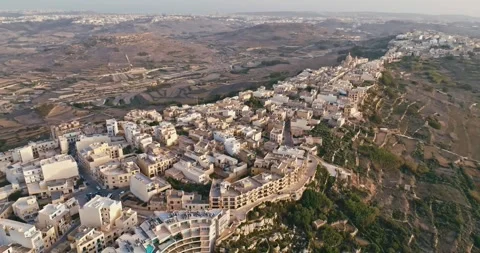 Aerial view cityscape of Zebbug island of Gozo Malta. Stock Footage 289727166