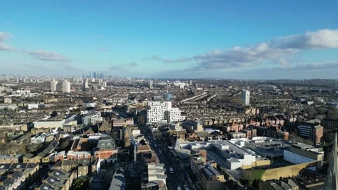 Aerial view of Clapham common high street , London Stock-Footage 260824367