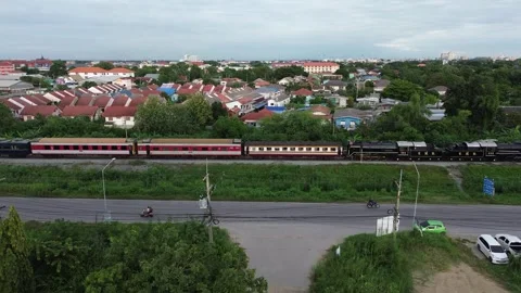 Aerial view Classic Train Station Ayutthaya ,Thailand Stock Footage 319764334