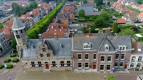 Aerial view of classic typical Dutch architecture 4k Stock Footage 101105325