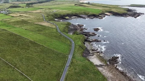 Aerial view of Classiebawn Castle Viewpoint, Mullaghmore, County Sligo, Ireland Stock Footage 341730287