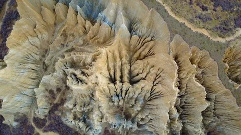 Aerial view of clay cliffs, rock formations in Omarama, New Zealand 스톡 동영상 99364916