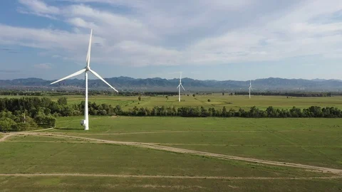 Aerial View Of Clean And Renewable Wind Power Farm at Beijing suburbs. Stock-Footage 118296485