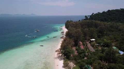 Aerial view clear wave and white beach in Koh Kradan island in Trang, Stock Footage 271073008