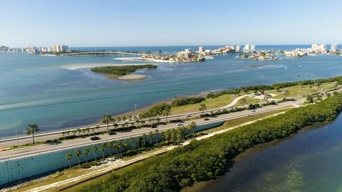 Aerial view of Clearwater, Tampa Bay Area, USA. Stock Footage
