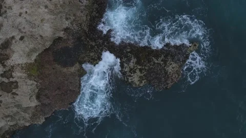 Aerial view of the cliff and wave Stock Footage 226340822