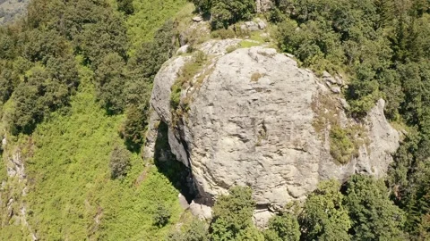 Aerial view of the cliff surrounded by the forest in Quetzaltenango Guatemala Stock Footage 140698412