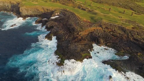 Aerial view of cliffs and Atlantic ocean on Tenerife, drone shot from above 스톡 동영상 97719731