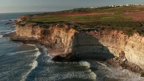 Aerial view of cliffs and Atlantic ocean landscape. Coastline of Portugal. Stock Footage 151164725