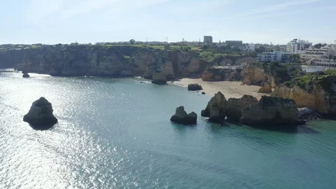 Aerial View Of Cliffs And Calm Ocean Stock Footage 128839261