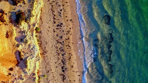 Aerial view of cliffs and erosion, Port Noarlunga, South Australia, Australia Stock Footage 275901262