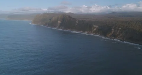 An aerial view of the cliffs and Gillespie Beach on the West Coast of New Stock Footage 100133526
