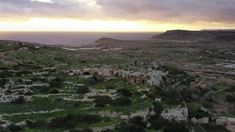 Aerial view of cliffs and landscape, Malta. Stock Footage 321474029
