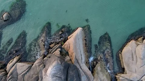 Aerial view of cliffs and turquoise sea. Stock Footage 280954776