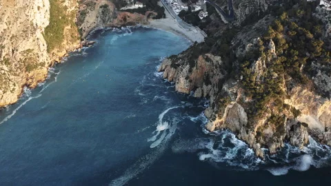 Aerial view of cliffs around Granadella beach. Stock Footage 133152867
