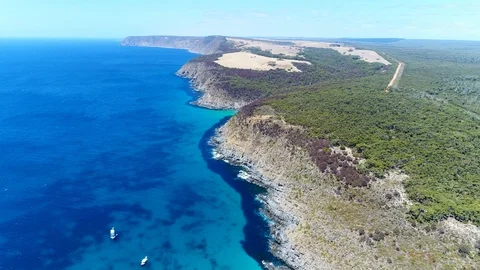 Aerial view of cliffs on Kangaroo Island, Scott Cove,south Australia from above Video stock 86528746