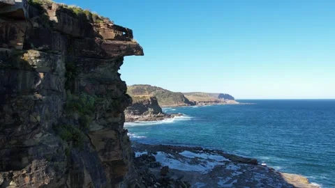 Aerial View of Cliffs with Open Ocean in Australia Stock Footage 317491290