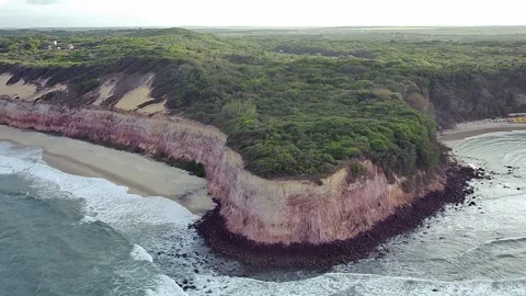 Aerial view of cliffs at Pipa Beach, Rio Grande do Norte, Brazil. Stock Footage 314401565