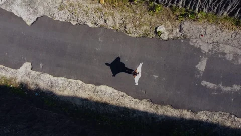 Aerial view at cliffs split in two on Bali Island Stock-Footage 288738814