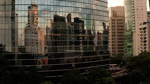 An aerial view climbing Infinity Tower from the side. Sao Paulo. Brazil. Stock Footage 117714918