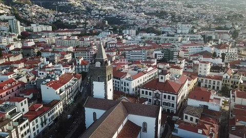 Aerial view of the clock of "Se" cathedral. Stock Footage 97177968