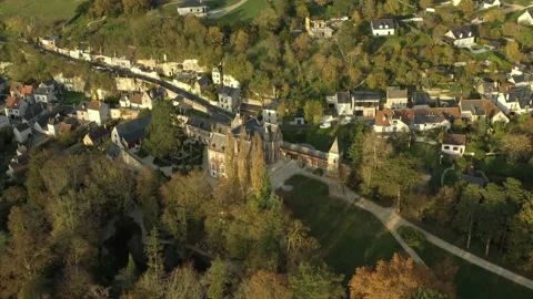 Aerial View of Clos Lucé Castle in Autumn Stock-Footage 222995675