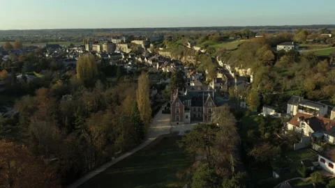 Aerial view of Clos Luce Castle in Winter Season Stock-Footage 222995679