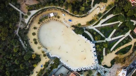 Aerial view close up Parc Guell Barcelona Gaudí Stock Footage 36931398
