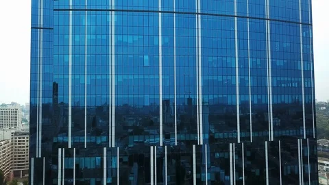 Aerial view of close up of a skyscraper Stock Footage 119786602