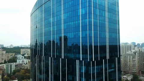 Aerial view of close up of a skyscraper Stock Footage 120471572