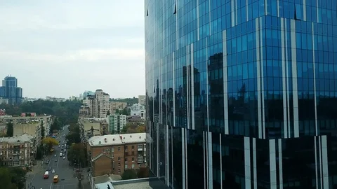 Aerial view of close up of a skyscraper Stock Footage 121056260