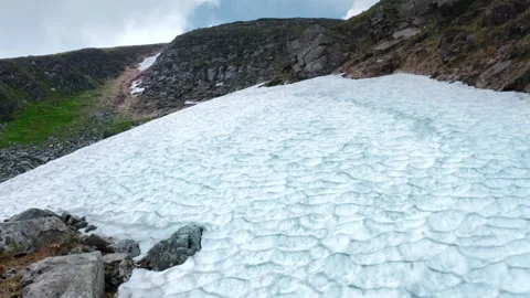 Aerial View Close-up Texture of a Snow Surface in the Mountains. Icy Blue Arctic Stock Footage 136222568