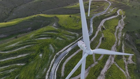 Aerial view close-up of the windmill. Stock Footage 272881018