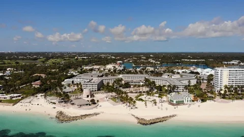 Aerial View of Closed Former Our Lucaya Resort, Freeport, Bahamas Stock Footage 103332093