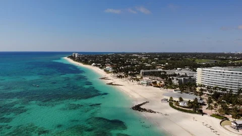 Aerial View of Closed Former Our Lucaya Resort, Freeport, Bahamas Stock Footage 103332289