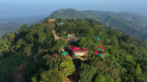 Aerial View of Cloud-Covered lush Mountains in Sajek Valley, Bangladesh Stock Footage 285278079