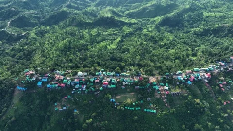 Aerial View of Cloud-Covered lush Mountains in Sajek Valley, Bangladesh Stock Footage 285287331