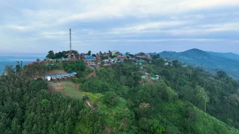 Aerial View of Cloud-Covered lush Mountains in Sajek Valley, Bangladesh Stock Footage 285291782