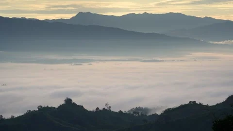 Aerial View of Cloud-Covered lush Mountains in Sajek Valley, Bangladesh Stock Footage 285293127