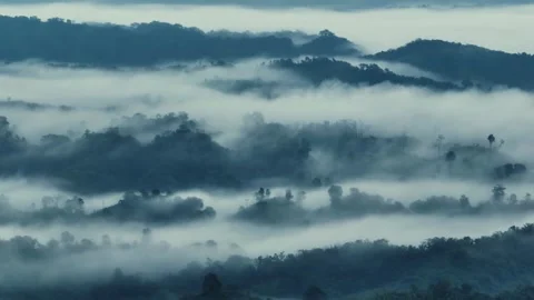Aerial View of Cloud-Covered lush Mountains in Sajek Valley, Bangladesh Stock Footage 285297006