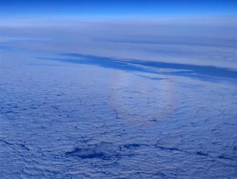 Aerial view of cloud layer above blue sky 写真素材